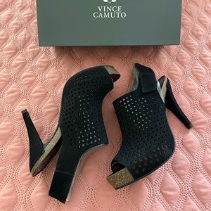 Vince Camuto Black Nubuck Perforated Platform